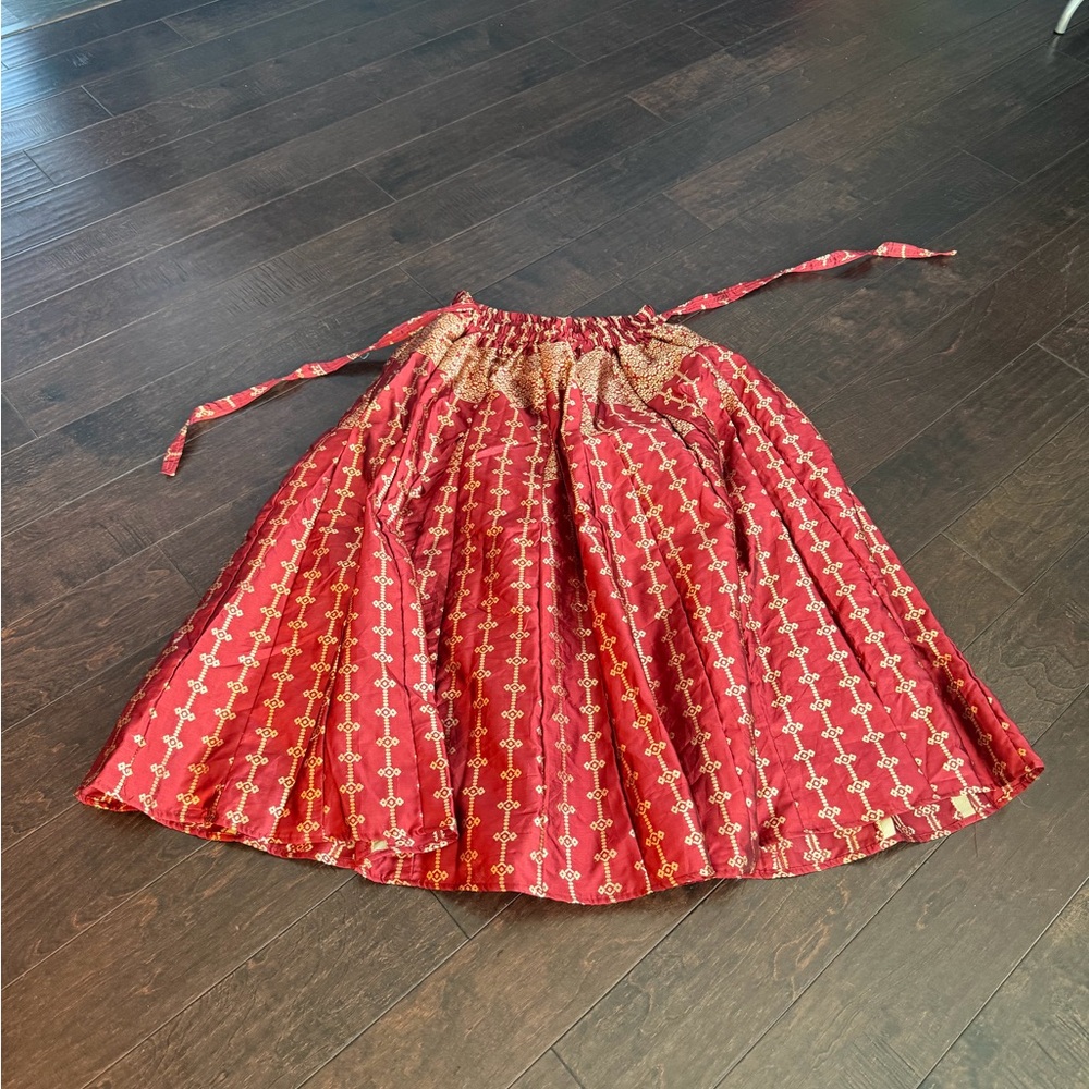 Red and Gold Patterned Skirt